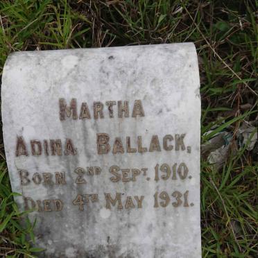 BALLACK Martha Adina 1910-1931