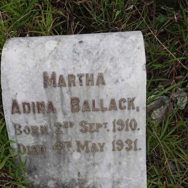 BALLACK Martha Adina 1910-1931