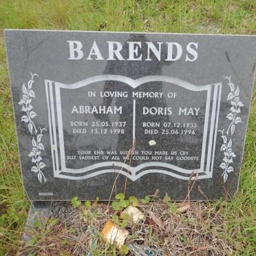 BARENDS Abraham 1937-1998 &amp; Doris May 1935-1996