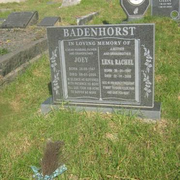BADENHORST Joey 1947-2006 &amp; Lena Rachel 1947-2008