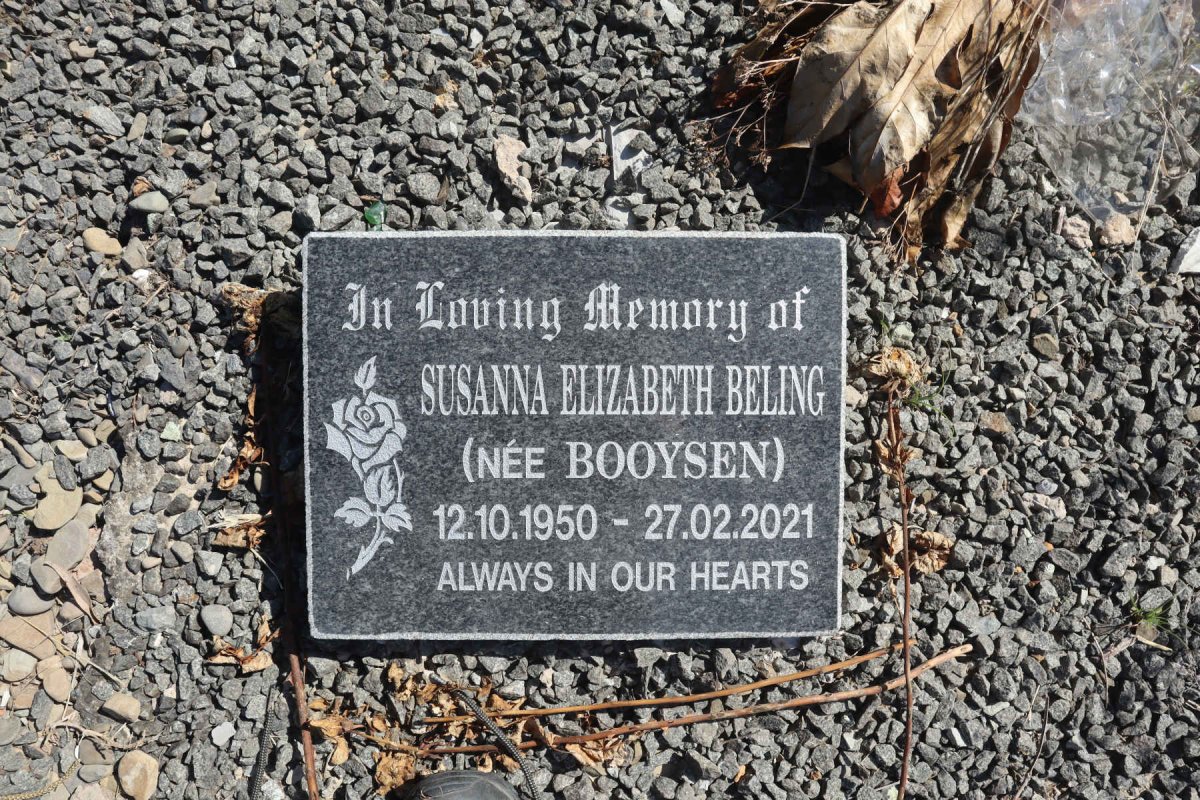 BELING Susanna Elizabeth nee BOOYSEN 1950-2021