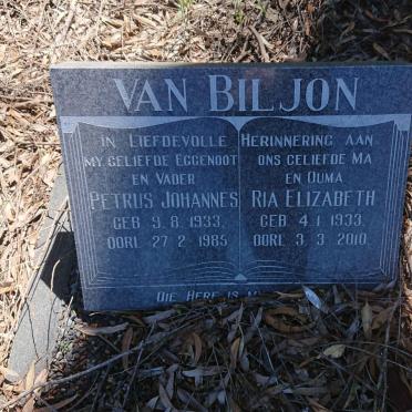 BILJON Petrus Johannes, van 1933-1985 &amp; Ria Elizabeth 1933-2010