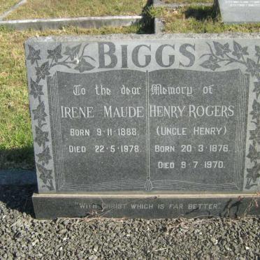 BIGGS Henry Rogers 1876-1970 &amp; Irene Maude 1888-1978