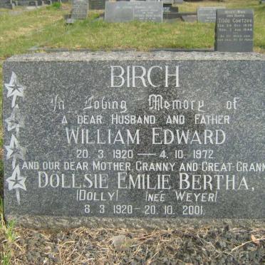 BIRCH William Edward 1920-1972 &amp; Dollsie Emilie Bertha WEYER 1920-2001