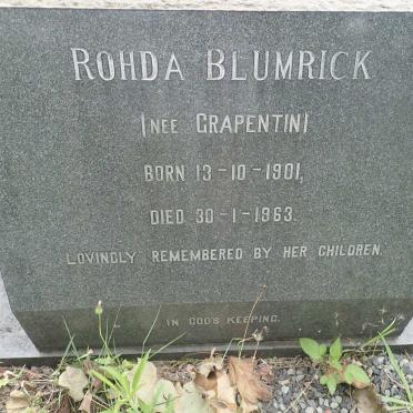 BLUMRICK Rohda nee GRAPENTIN 1901-1963