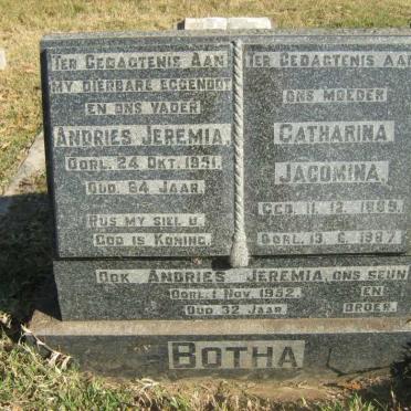 BOTHA Andries Jeremia -1951 &amp; Catharina Jacomina 1895-1987 :: BOTHA Andries Jeremia -1952