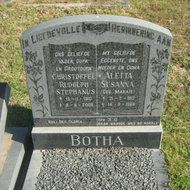 BOTHA Christoffel Rudolph Stephanus 1910-2006 &amp; Aletta Susanna MARAIS 1912-1986