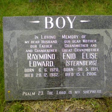 BOY Raymond Edward 1920-1982 &amp; Enid Elise STERNBERG 1921-2006