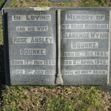 BOURKE Clarence Wynn 1885-1948 &amp; Rose Ansley 1889-1951