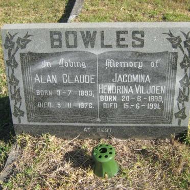 BOWLES Alan Claude 1893-1976 &amp; Jacomina Hendrina Viljoen 1899-1991