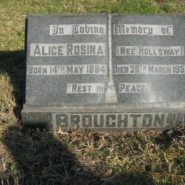 BROUGHTON Alice Rosina nee HOLLOWAY 1884-1958