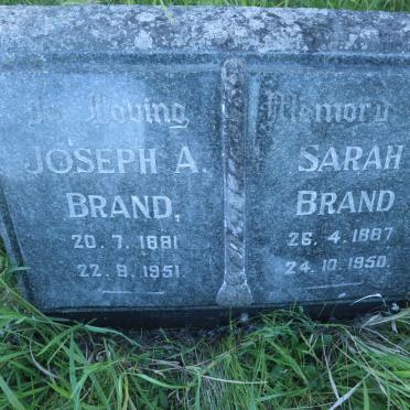 BRAND Joseph A. 1881-1951 &amp; Sarah 1887-1950
