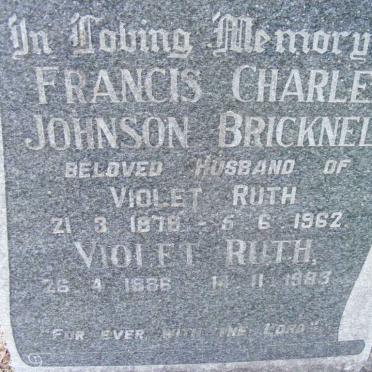 BRICKNELL Francis Charles Johnson 1879-1962 &amp; Violet Ruth 1886-1983