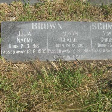BROWN Alwyn Claude 1913-1985 &amp; Julia Naomi 1918-1999 :: SCHMIDT Alwina Christina 1880-1941