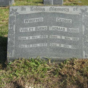 BURNS George Thomas 1891-1953 &amp; Winifred Violet 1899-1993