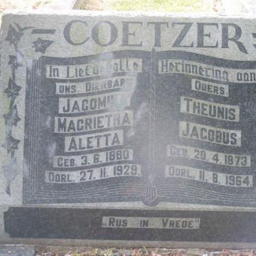 COETZER Theunis Jacobus 1873-1964 &amp; Jacomina Magrietha Aletta 1880-1929