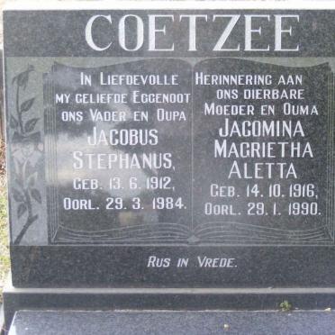 COETZEE Jacobus Stephanus 1912-1984 &amp; Jacomina Magrietha Aletta 1916-1990