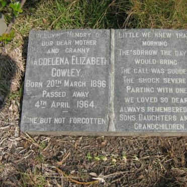 COWLEY Magdalena Elizabeth 1896-1964