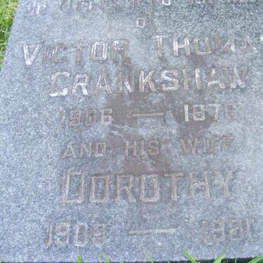 CRANKSHAW Victor Thomas 1906-1976 &amp; Dorothy 1908-1981