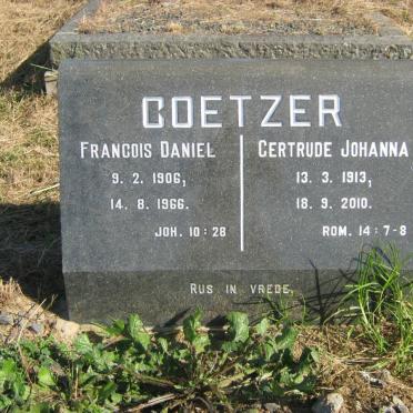 COETZER Francois Daniel 1906-1966 &amp; Gertrude Johanna 1913-2010