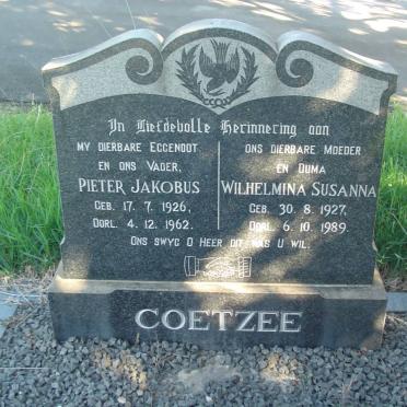 COETZEE Pieter Jakobus 1926-1962 &amp; Wilhelmina Susanna 1927-1989
