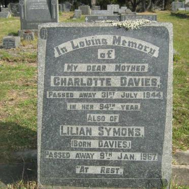 DAVIS Charlotte -1944 :: SYMONS Lilian nee DAVIS -1967