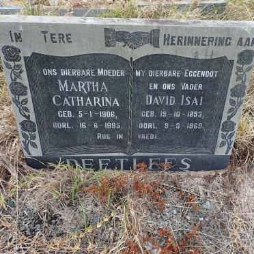 DEETLEFS David Isai 1893-1969 &amp; Martha Catharina 1906-1995
