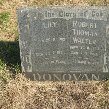 DONOVAN Robert Thomas Walter 1903-1957 &amp; Lily 1903-1976