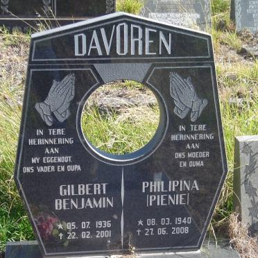 DAVOREN Gilbert Benjamin 1936-2001 &amp; Philipina 1940-2008