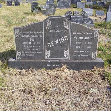 DEWING William Archie 1898-1972 &amp; Susanna Magdalena 1903-1969