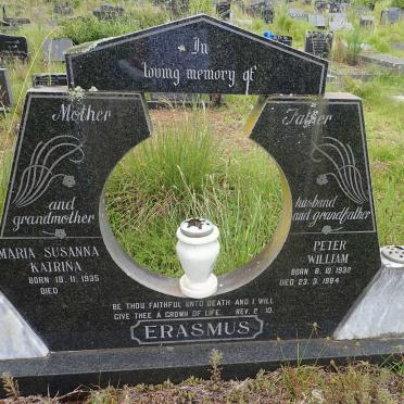 ERASMUS Peter William 1932-1984 &amp; Maria Susanna Katrina 1935-