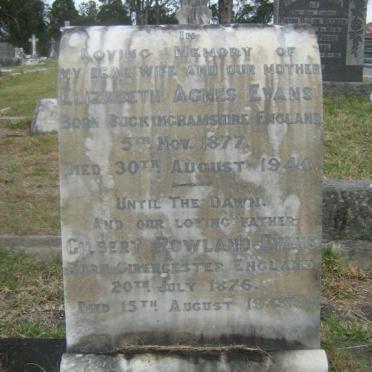 EVANS Gilbert Rowland 1876-1945 &amp; Elizabeth Agnes 1877-1940