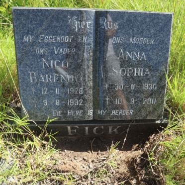 FICK Nico Barendo 1928-1992 &amp; Anna Sophia 1930-2011