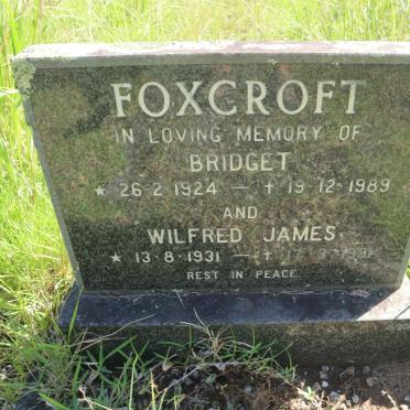 FOXCROFT Wilfred James 1931-1991 &amp; Bridget 1924-1989