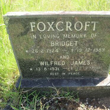 FOXCROFT Wilfred James 1931-1991 &amp; Bridget 1924-1989