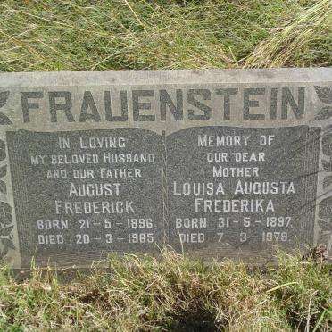 FRAUENSTEIN August Frederick 1896-1965 &amp; Louisa Augusta Frederika 1897-1979