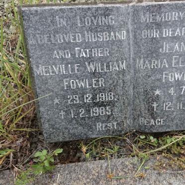 FOWLER Melville William 1918-1985 &amp; Jeanetta Maria Elizabeth 1928-1995