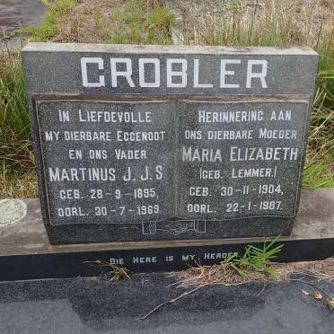 GROBLER Martinus J.J.S. 1895-1969 &amp; Maria Elizabeth LEMMER 1904-1987