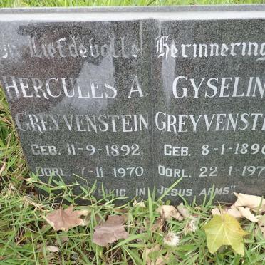 GREYVENSTEIN Hercules A. 1892-1970 &amp; Gyselina 1896-1972