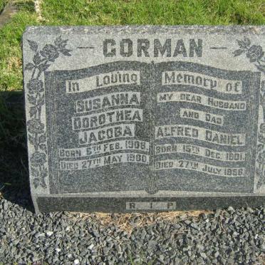 GORMAN Alfred Daniel 1901-1956 &amp; Susanna Dorothea Jacoba 1908-1980