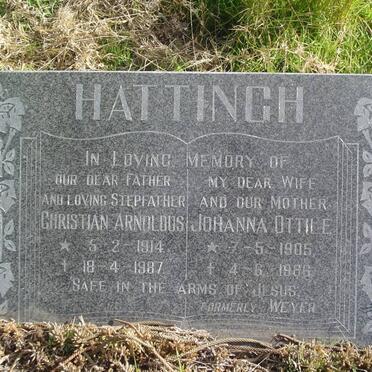 HATTINGH Christian Arnoldus 1914-1987 &amp; Johanna Ottile WEYER 1905-1986