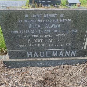 HAGEMANN Hilbert Adolph 1896-1972 &amp; Hilda Alwina PETER 1903-1969