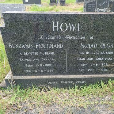 HOWE Benjamin Ferdinand 1901-1968 &amp; Norah Olga 1909-1996