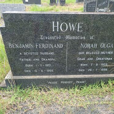 HOWE Benjamin Ferdinand 1901-1968 &amp; Norah Olga 1909-1996