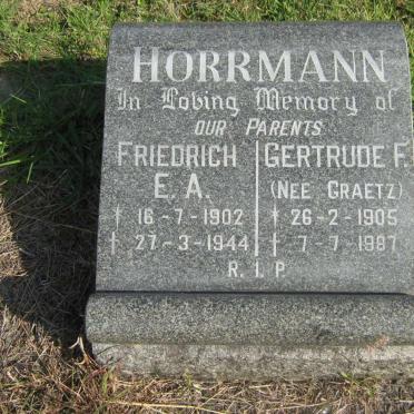 HORRMANN Friedrich E.A. 1902-1944 &amp; Gertrude F. GRAETZ 1905-1987