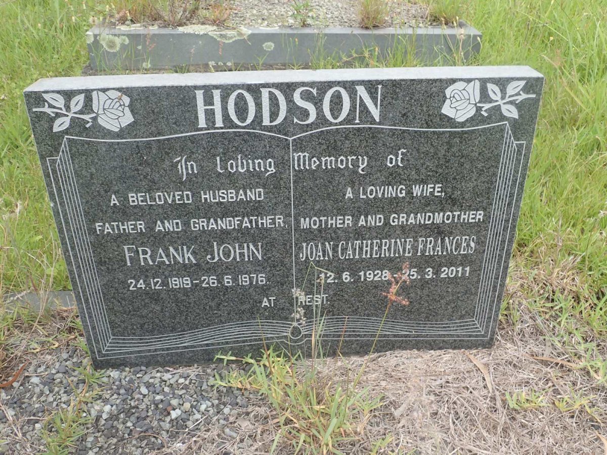 HODSON Frank John 1919-1976 &amp; Joan Catherine Frances 1928-2011