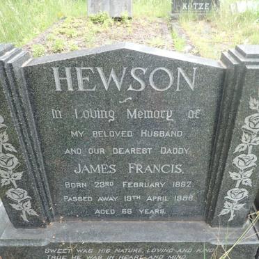 HEWSON James Francis 1892-19?8