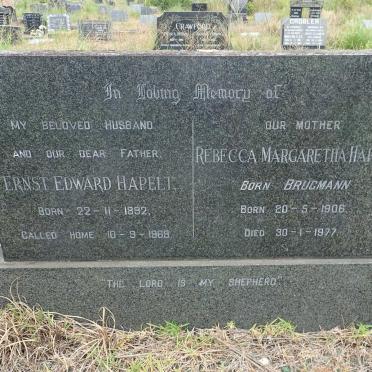 HAPELT Ernst Edward 1892-1969 &amp; Rebecca Margaretha BRUGMANN 1906-1977