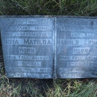 HORN Harold Ernest -1959 &amp; Nora Matilda -1985