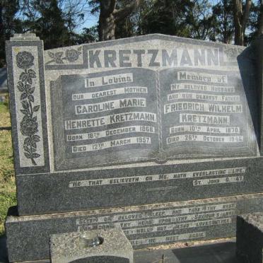 KRETZMANN Friedrich Wilhelm 1870-1946 &amp; Carline Marie Henrette 1866-1957